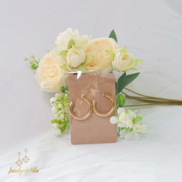 NEW 14K Yellow Gold Circlarity Round Hoop Boho Statement Luxury Earrings - Picture 3 of 4